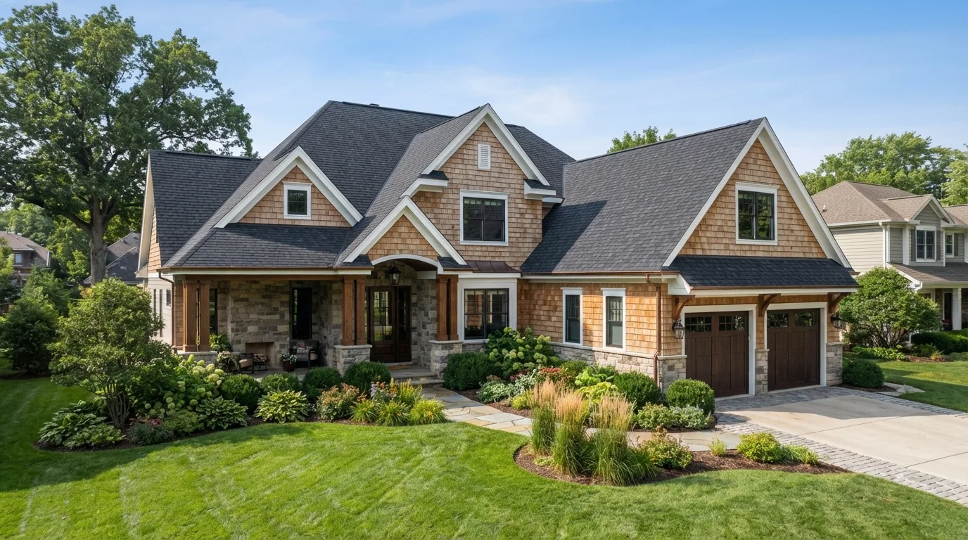 Detached single-family home with an asphalt shingle roof and attached garage